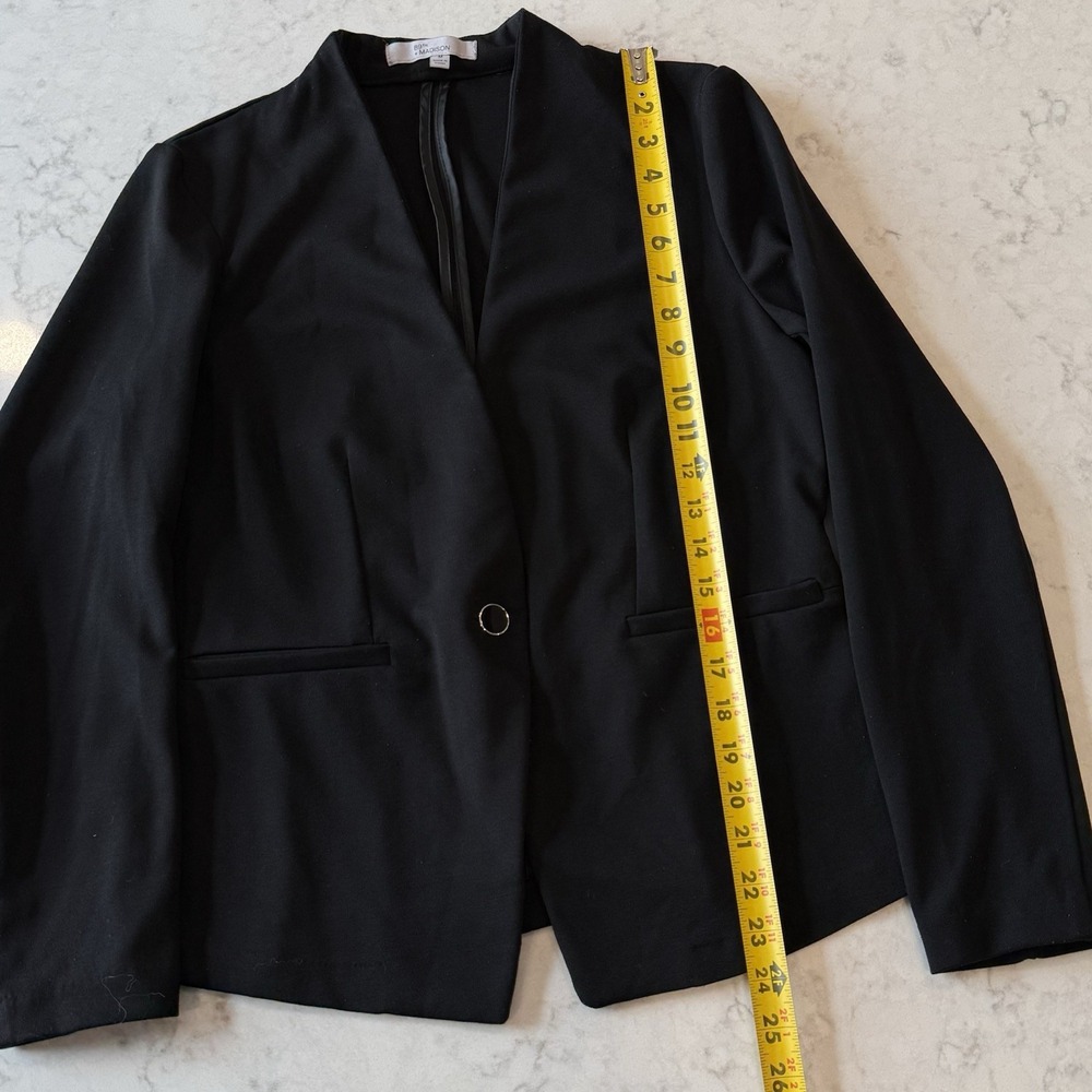 Black Blazer Women's M Soft-Shoulder  One-Button Casual Minimalist Capsule Basic - Picture 3 of 11